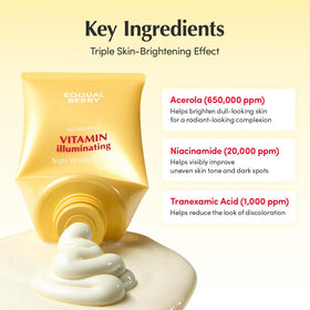 Back view of EQQUALBERRY Vitamin Illuminating Night Mask packaging
