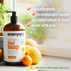 Back view of Everyone 3-in-1 Soap Citrus and Mint bottle