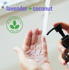Back view of Everyone Natural Liquid Hand Soap Lavender Coconut packaging