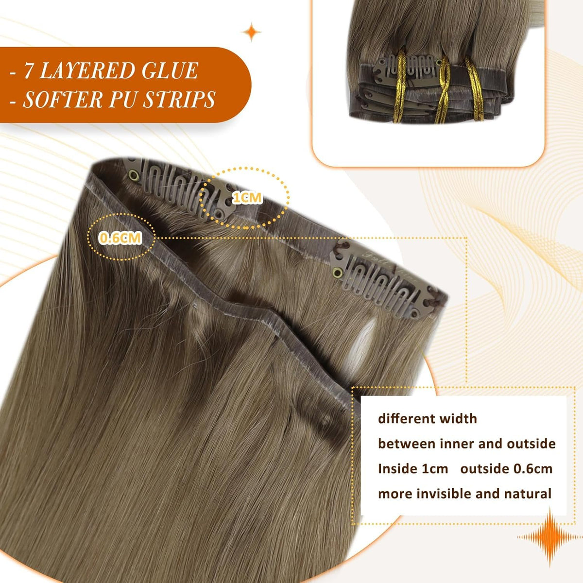 Back view of Full Shine Clip-in Hair Extensions