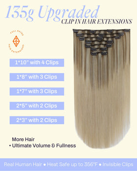 Back view of Full Shine Clip-In Hair Extensions showing the clips