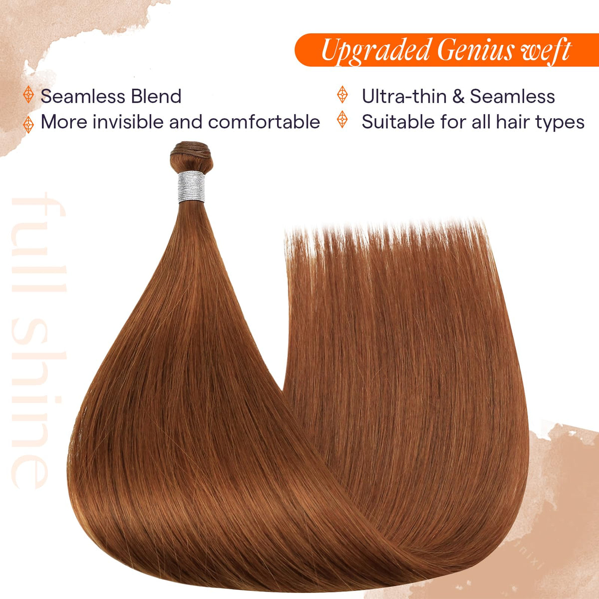 Back view of Full Shine Genius Weft Hair Extensions