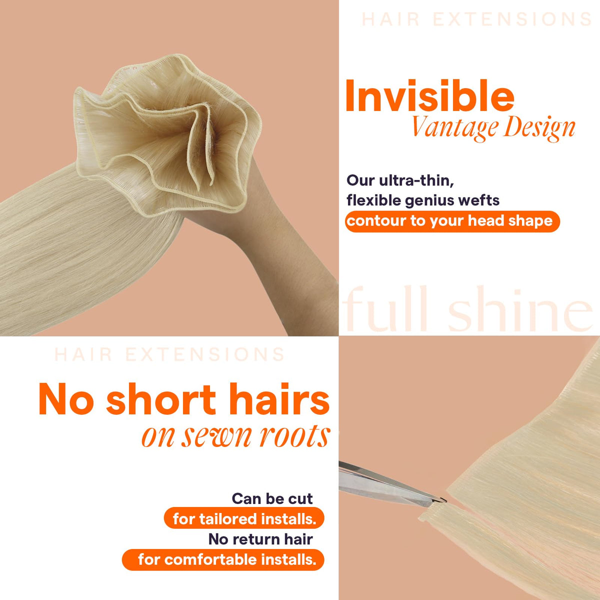 Back view of Full Shine Genius Weft Hair Extensions pack