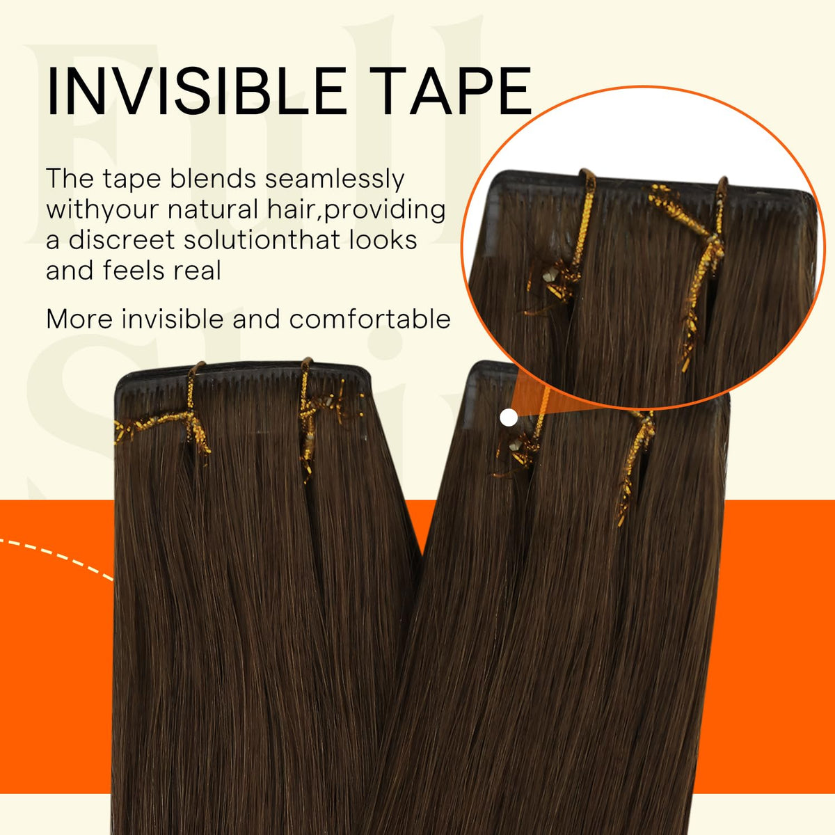 Back view of Full Shine Invisi Edge Tape in Hair Extensions