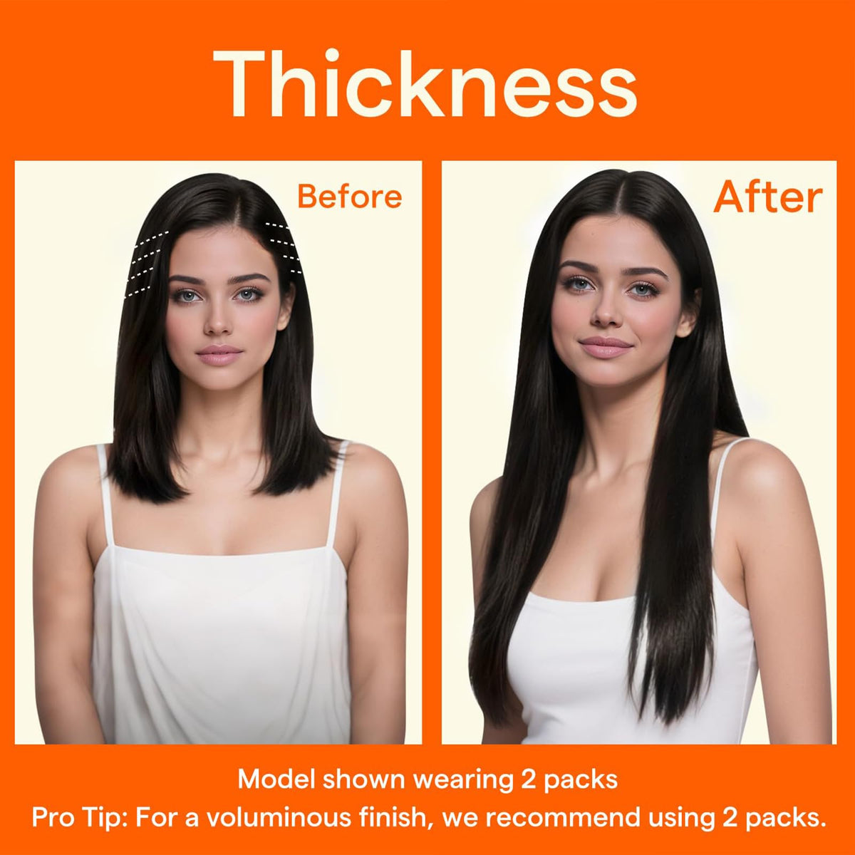 Back view of Full Shine Natural Black Hair Extensions