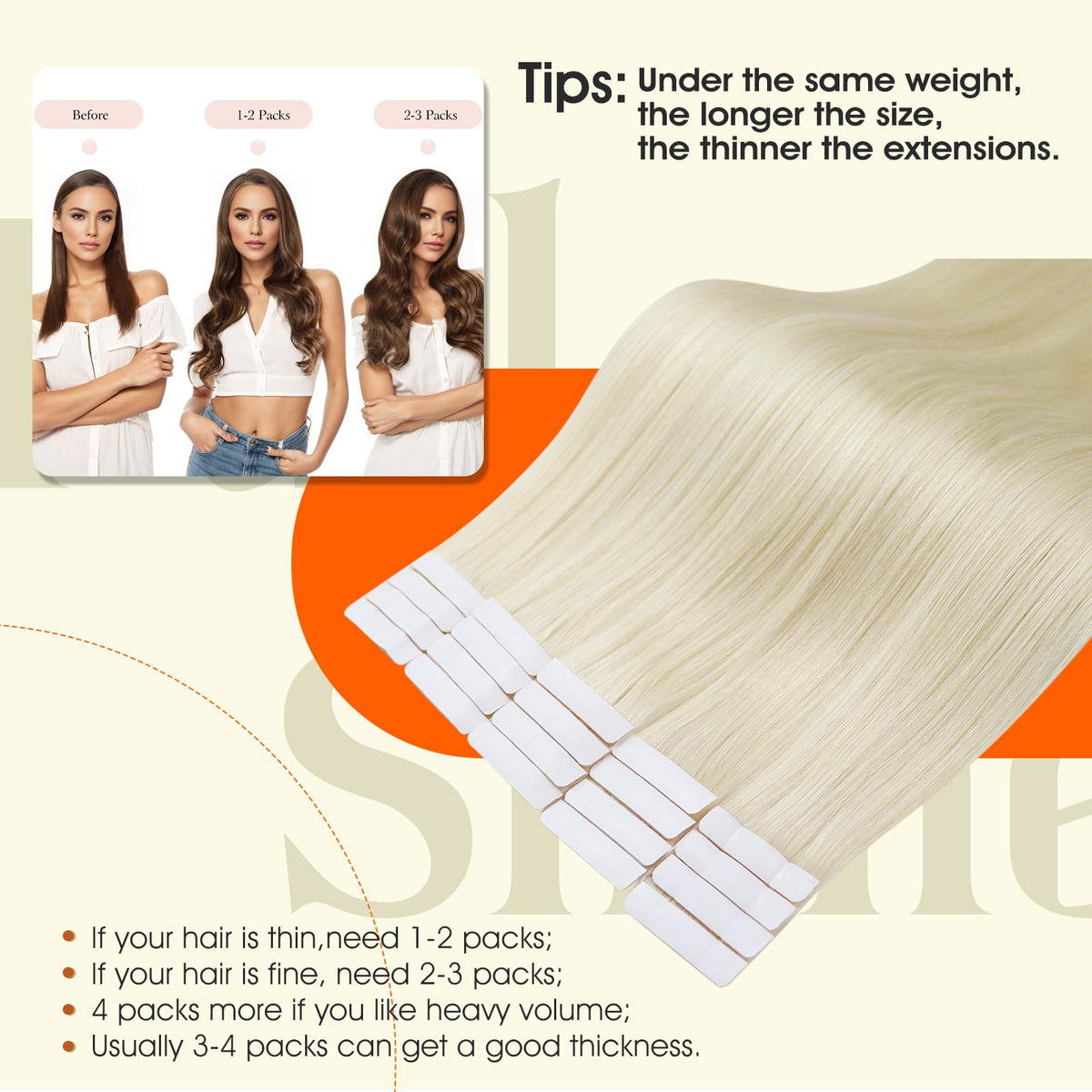 Back view of Full Shine Tape in Hair Extensions