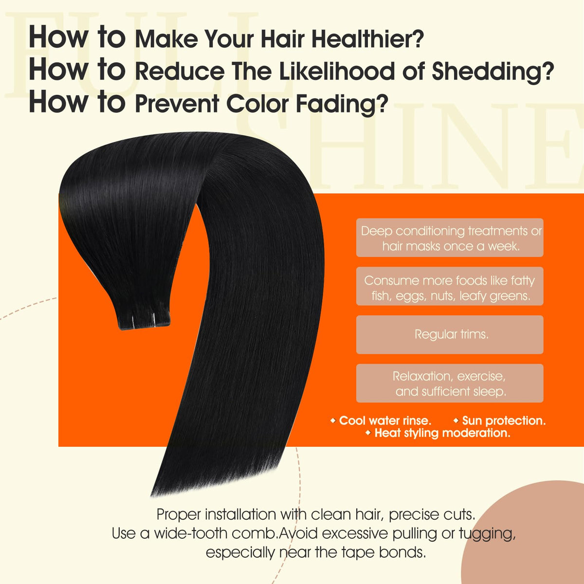 Back view of Full Shine Tape In Hair Extensions