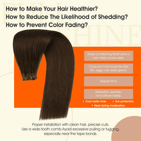 Back view of Full Shine Tape In Hair Extensions in Medium Brown