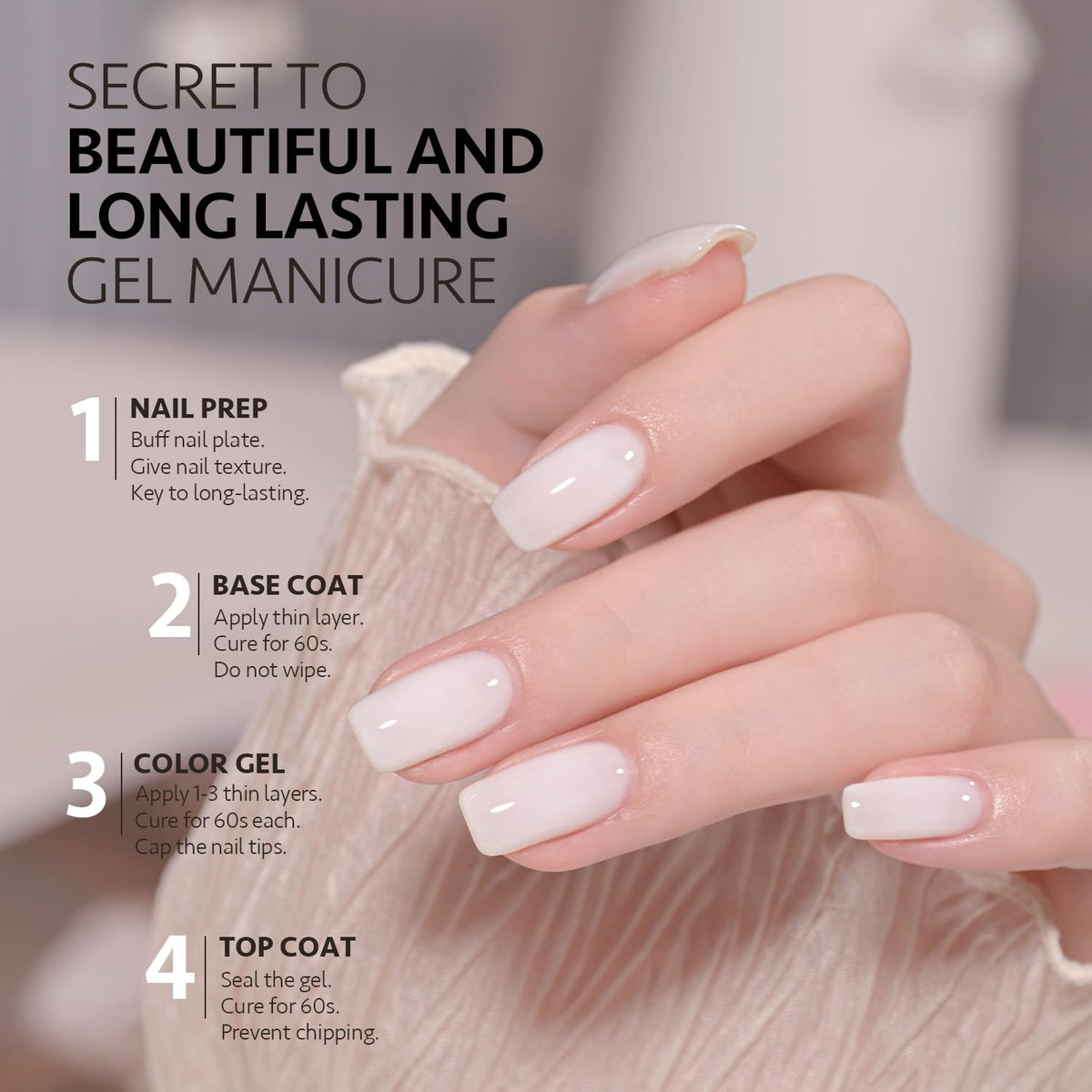 Back view of GAOY Sheer Light Pink Gel Nail Polish Set packaging
