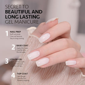 Back view of GAOY Sheer Light Pink Gel Nail Polish Set packaging