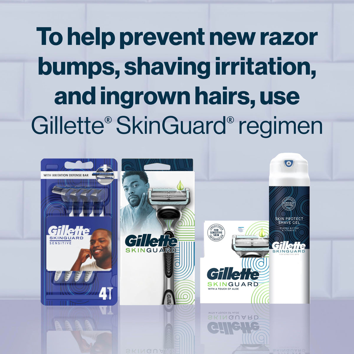 Back view of Gillette SkinGuard Razor Blade Refills packaging