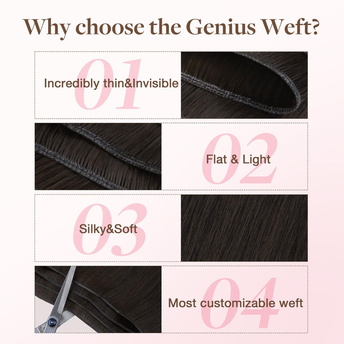 Back view of GOO GOO Genius Weft Hair Extensions