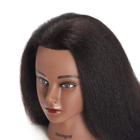 Back view of Hairingrid mannequin head with hair length details