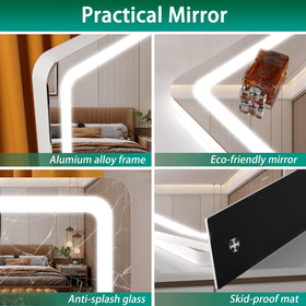 Back view of Hasipu Vanity Mirror with hanging holes