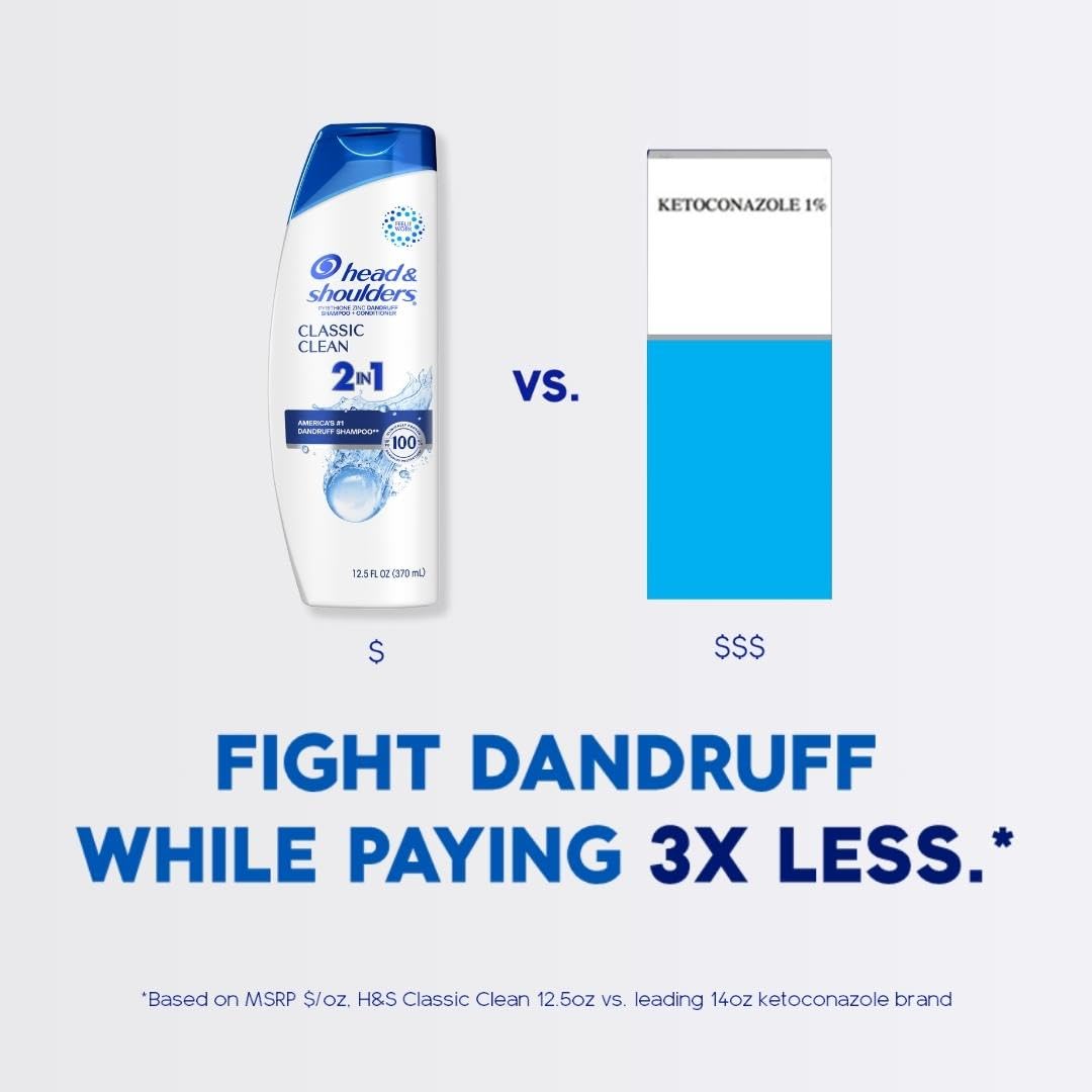 Back view of Head & Shoulders Classic Clean shampoo and conditioner bottles