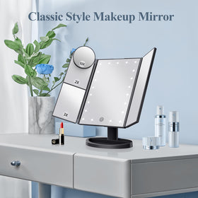 Back view of HUONUL Trifold Makeup Mirror with stable base