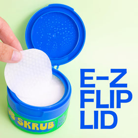 Back view of JB SKRUB Acne Face Wipes packaging with ingredient list