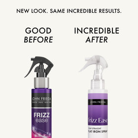 Back view of John Frieda Frizz Ease Flat Iron Spray bottle