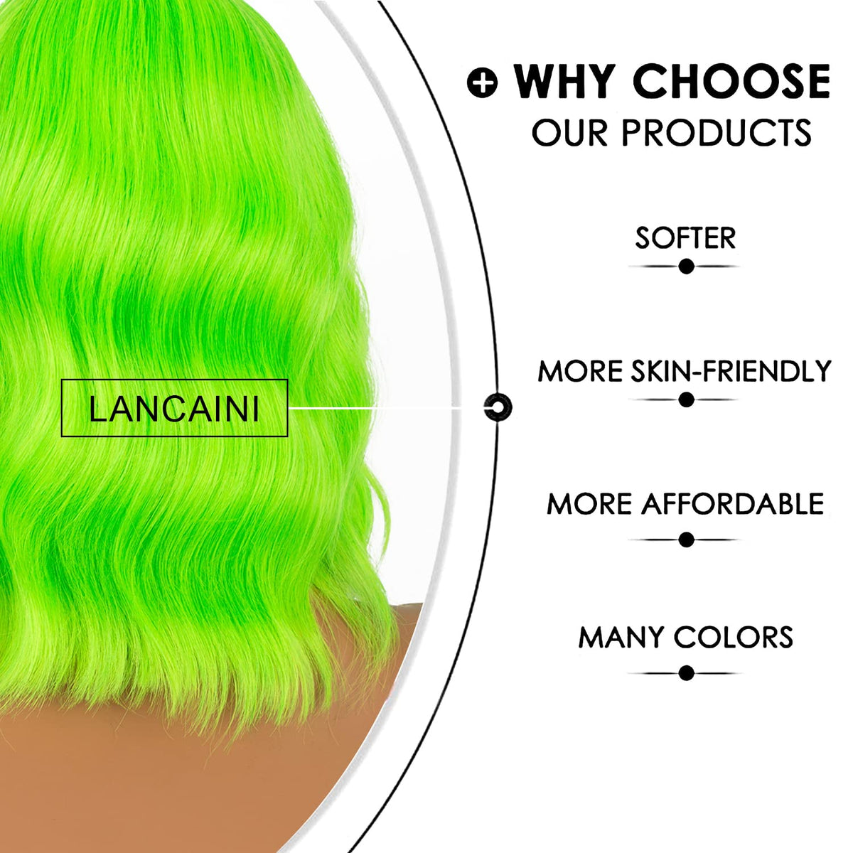 Back view of LANCAINI Short Bob Wig showing length