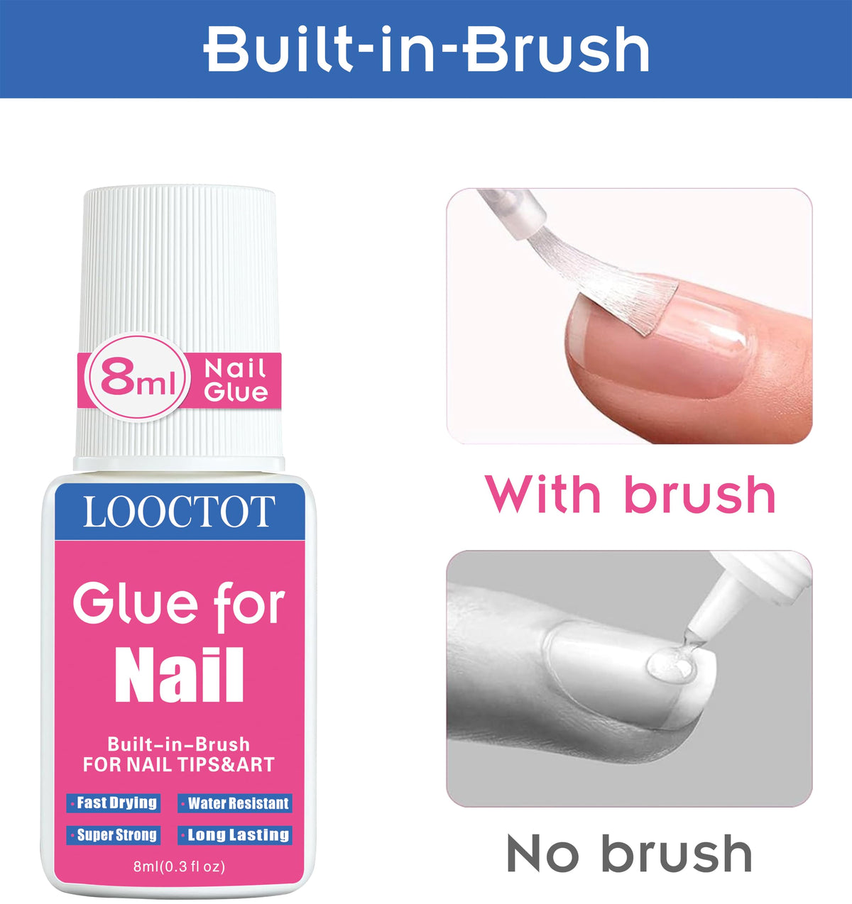 Back view of LOOCTOT Super Strong Nail Glue packaging