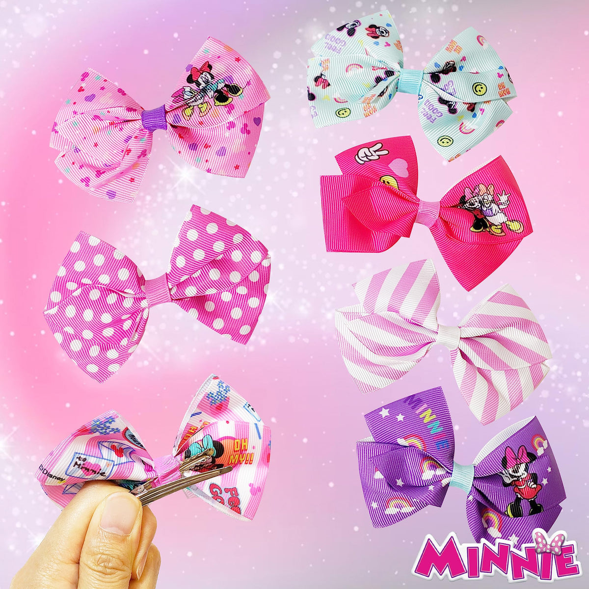 Back view of LUV HER Disney Minnie Mouse hair bows