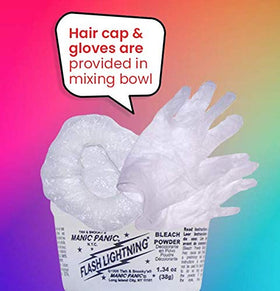 Back view of MANIC PANIC hair lightening kit packaging