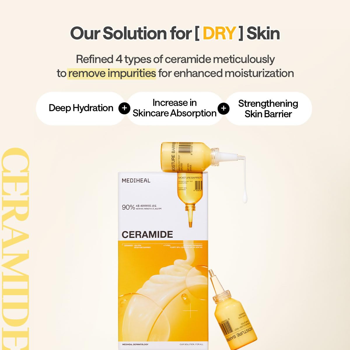 Back view of MEDIHEAL Ceramide Essential Face Sheet Mask packaging