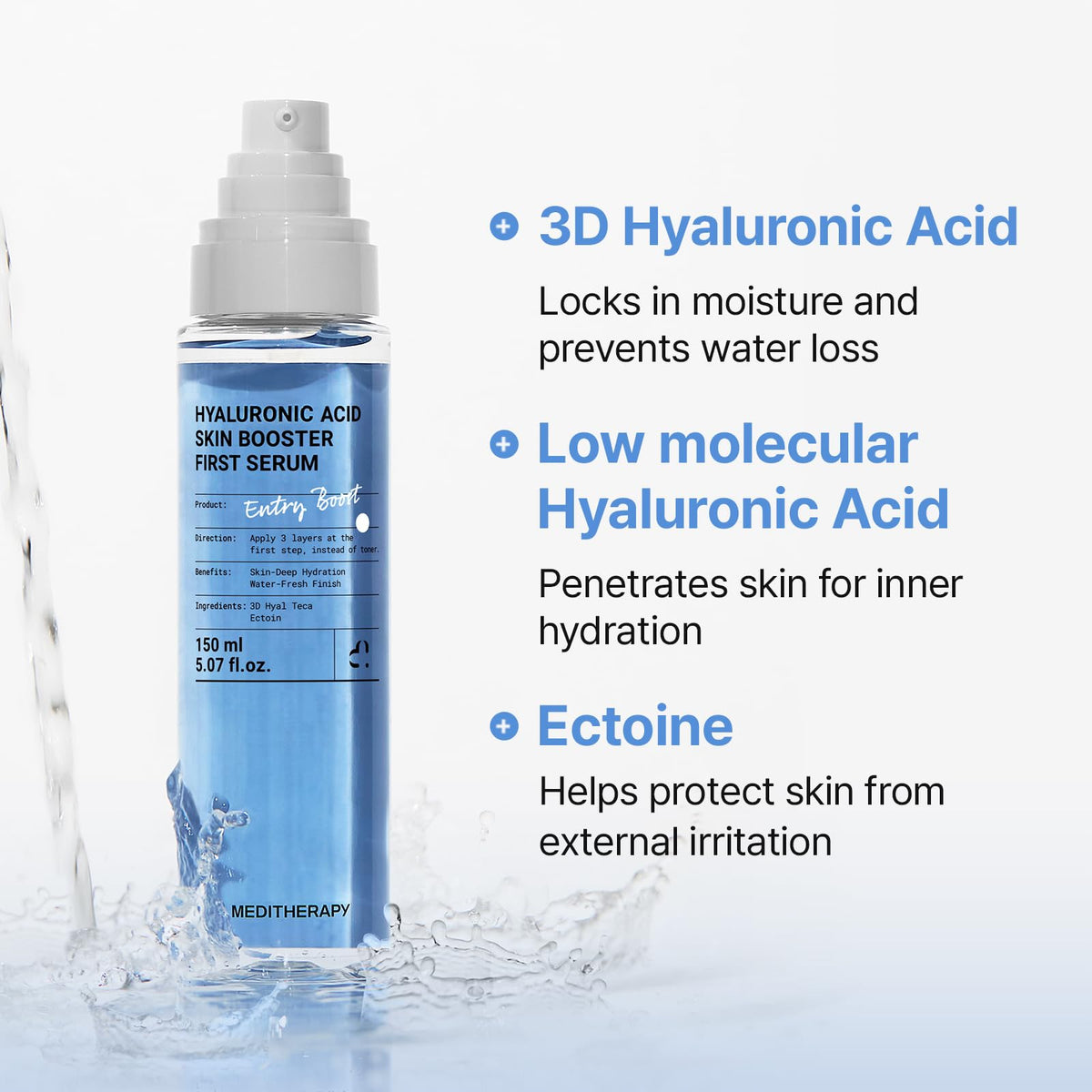 Back view of MEDITHERAPY Hyaluronic Acid Serum bottle