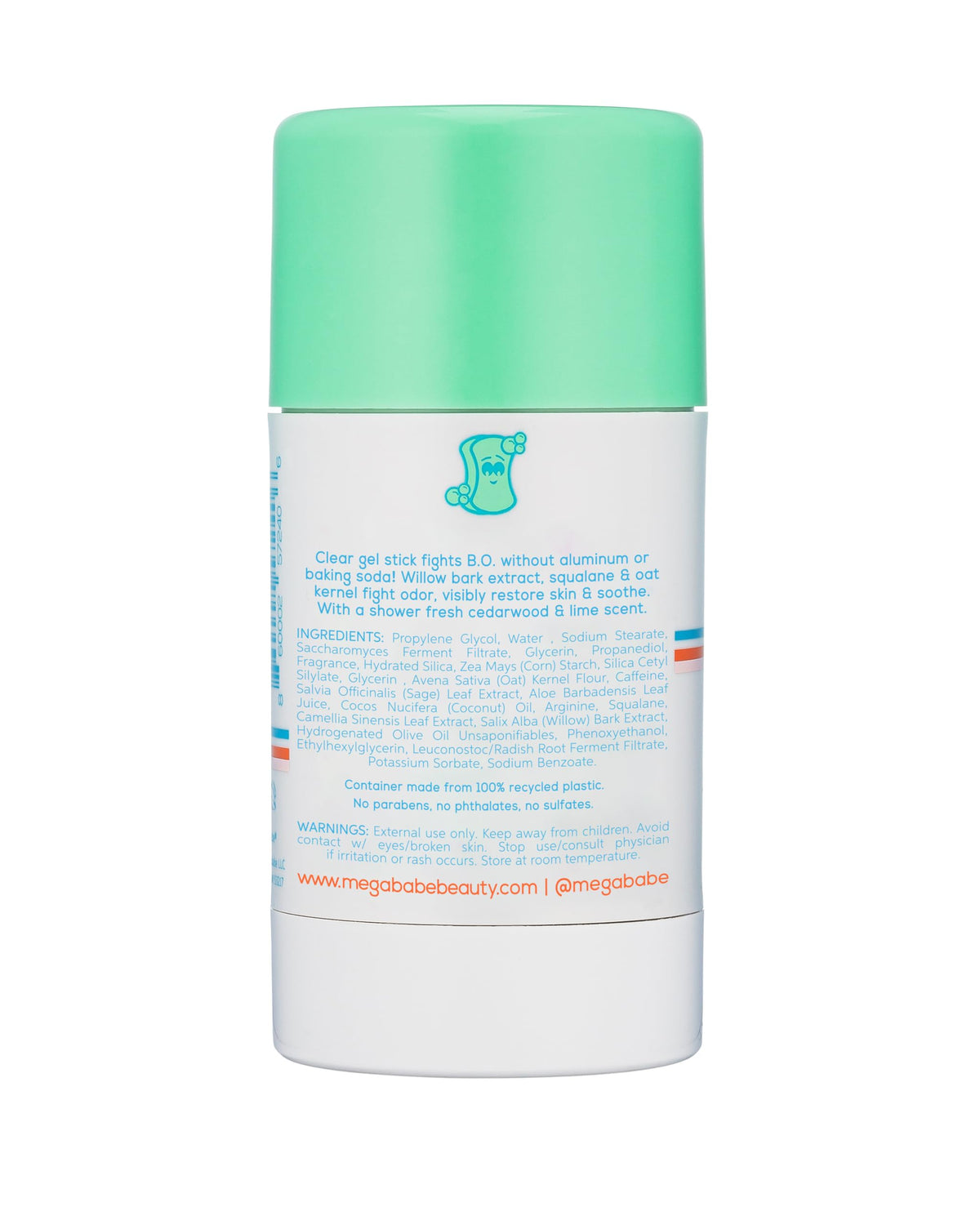 Back view of Megababe Soapy Pits Daily Deodorant packaging