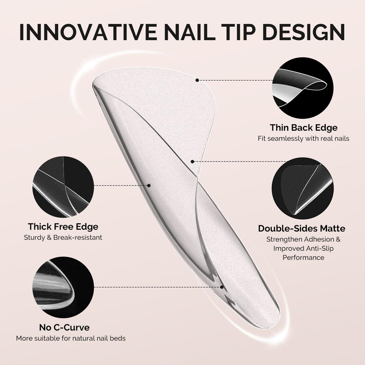 Back view of MelodySusie Square Toe Nail Tips package