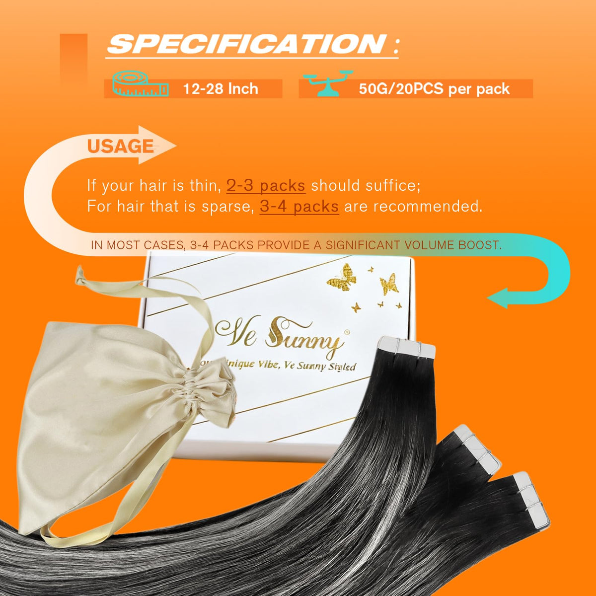 Back view of model wearing Sunny Hair Tape in Hair Extensions