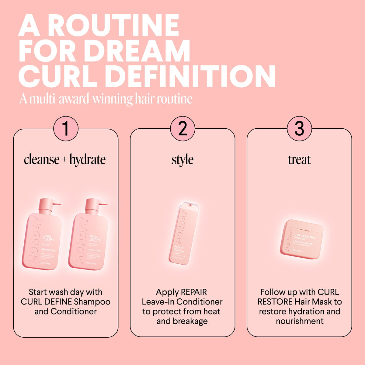 Back view of MONDAY HAIRCARE Curl Define Conditioner bottle