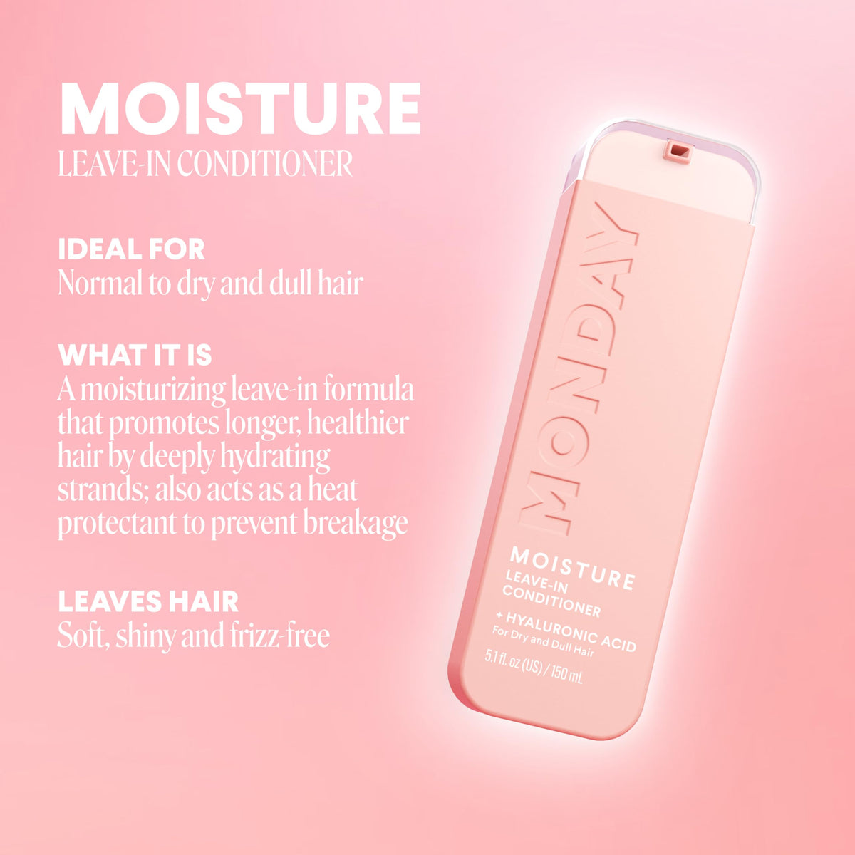 Back view of MONDAY HAIRCARE Moisture Leave-in Conditioner packaging