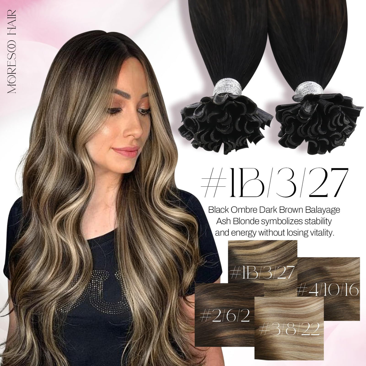 Back view of Moresoo U Tip Hair Extensions