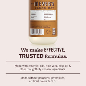 Back view of Mrs. MEYER'S Hand Soap bottle showing ingredients