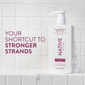 Back view of Native Strengthening Shampoo with ingredient list