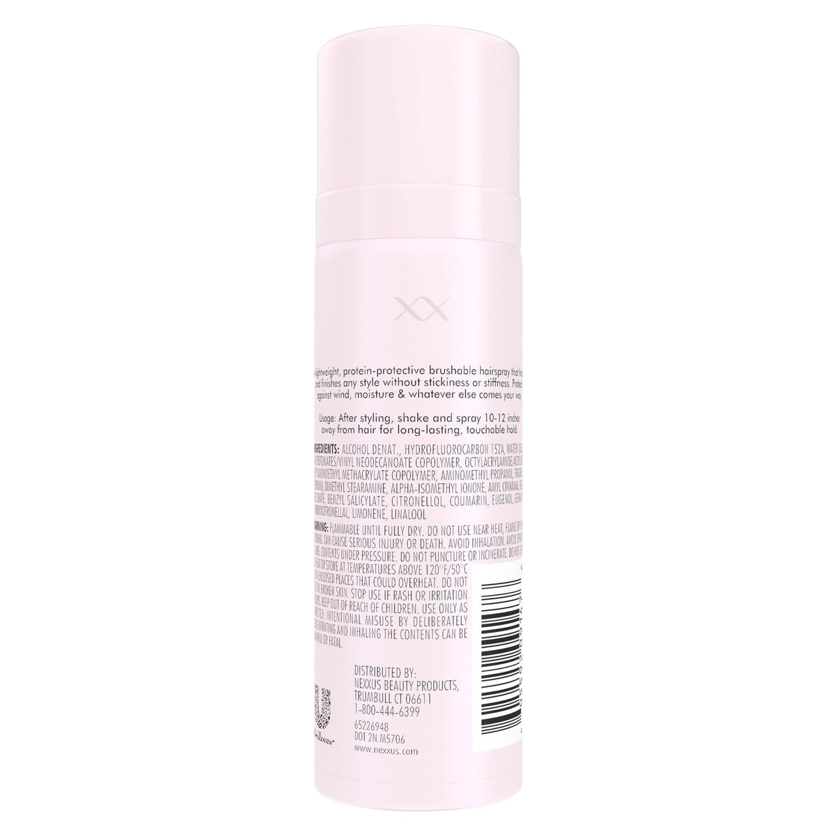 Back view of Nexxus Comb Thru Hairspray 1.5 oz bottle