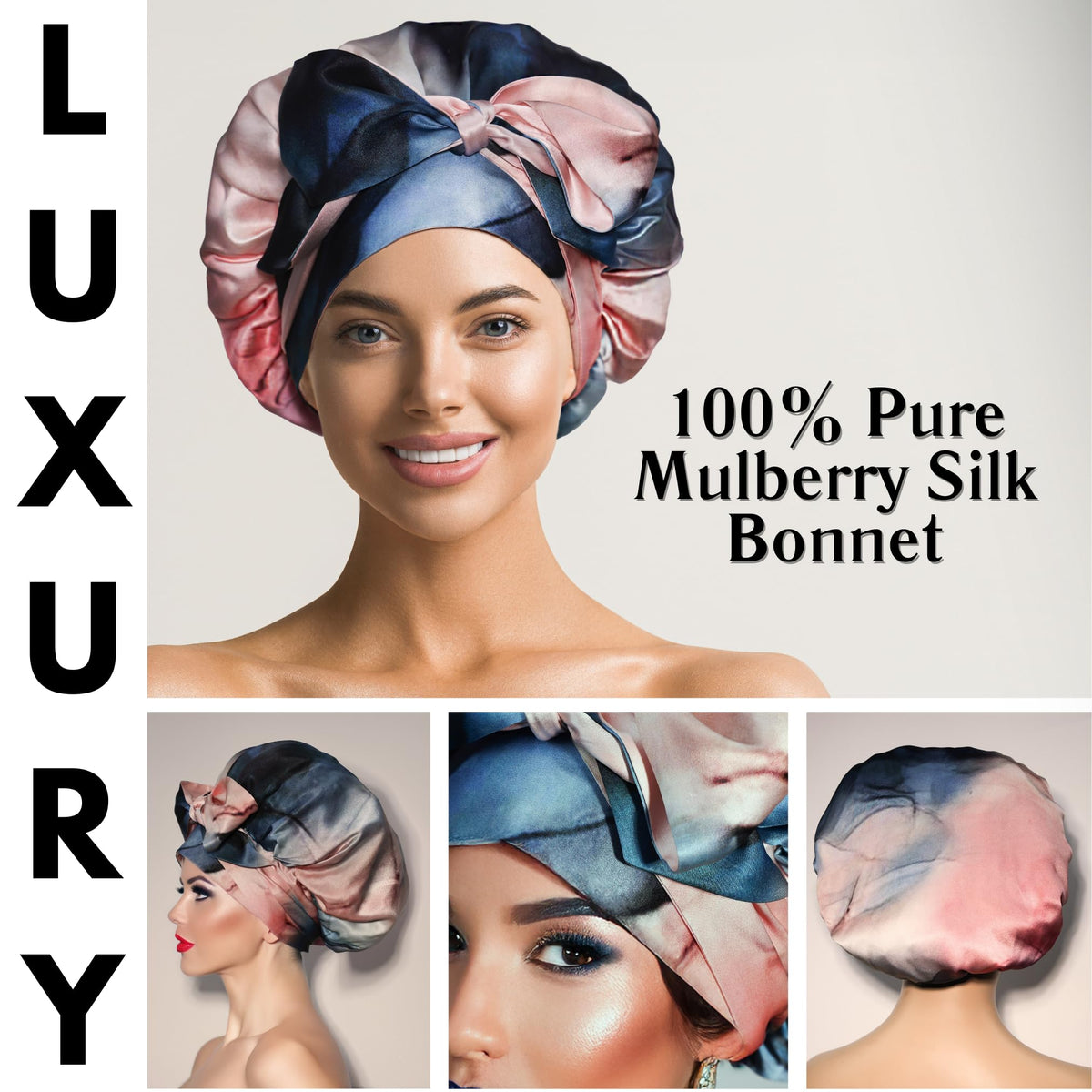 Back view of Nochka Fashion 19 Momme silk bonnet
