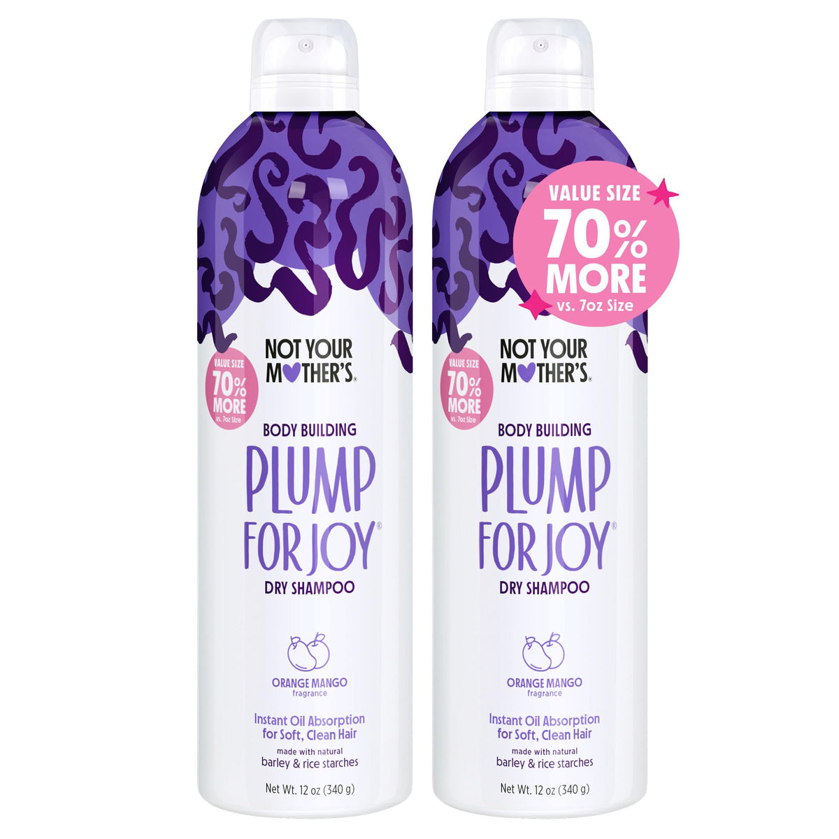 Back view of Not Your Mother's Plump for Joy Jumbo Dry Shampoo