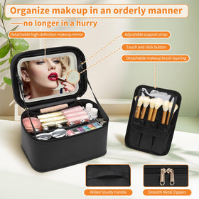 Back view of OCHEAL Makeup Bag, black vegan leather