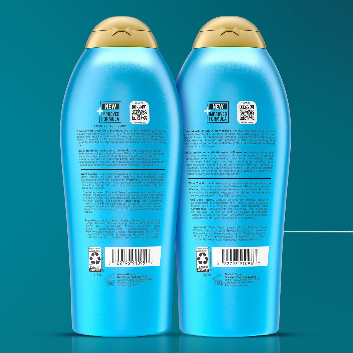 Back view of OGX Renewing + Argan Oil of Morocco Conditioner bottle