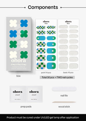 Back view of ohora Semi Gel Nail Strips packaging