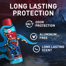 Back view of Old Spice Krakengard Body Spray packaging