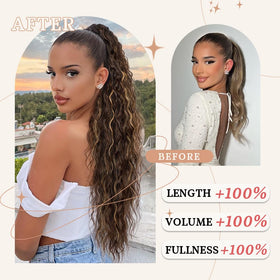 Back view of ORSUNCER 30-inch Curly Ponytail Extension