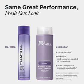 Back view of Paul Mitchell Platinum Blonde Violet Shampoo bottle