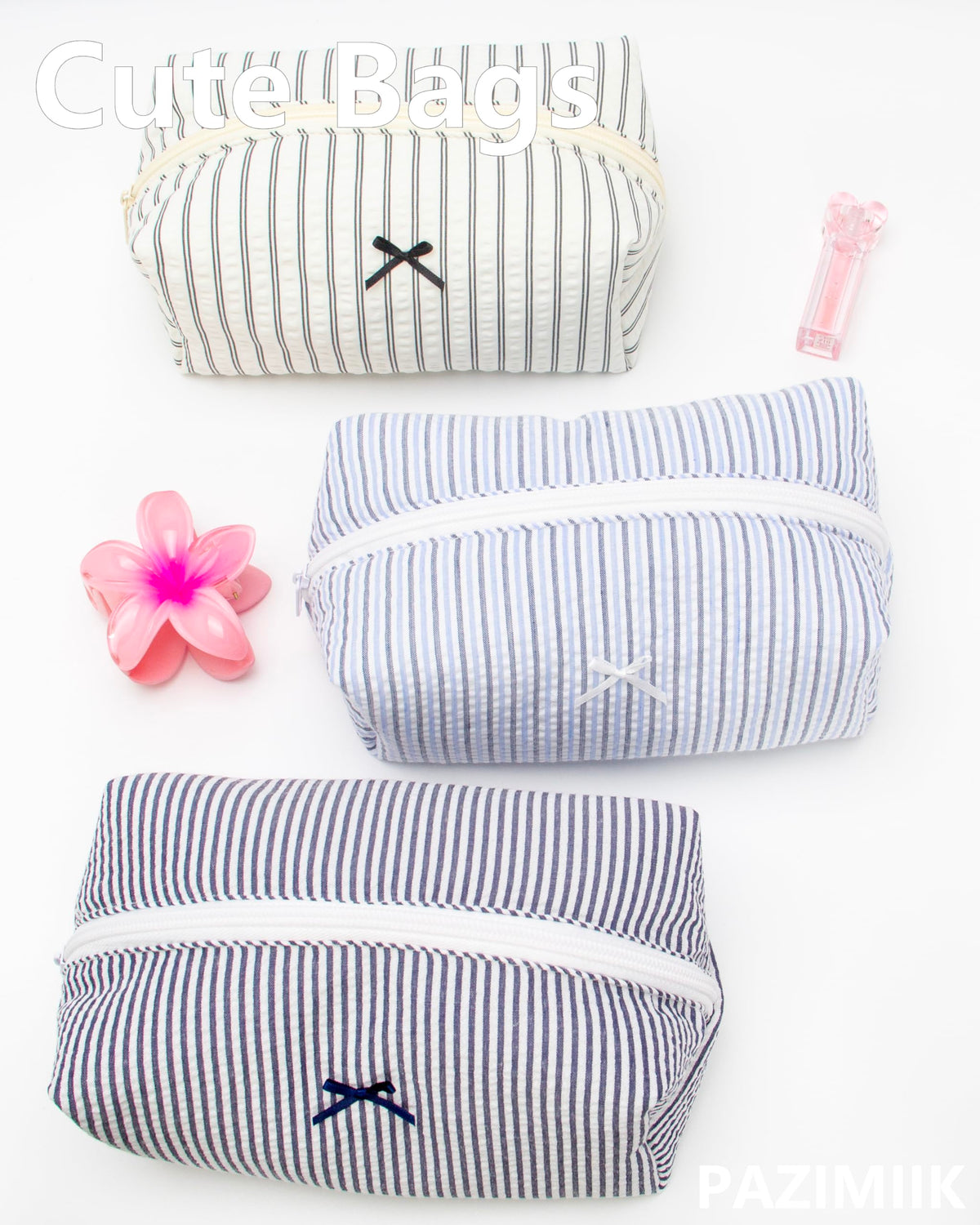 Back view of PAZIMIIK Cozy Makeup Bag showing zipper detail