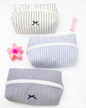 Back view of PAZIMIIK Cozy Makeup Bag showing zipper detail