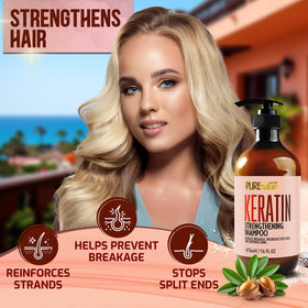Back view of PURE NATURE LUX SPA Keratin Shampoo bottle