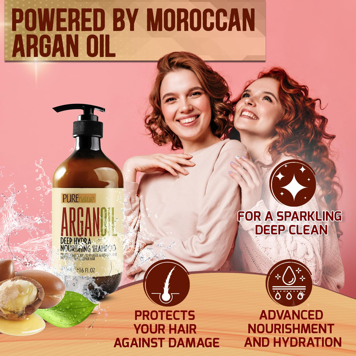 Back view of PURE NATURE LUX SPA Moroccan Argan Oil Shampoo