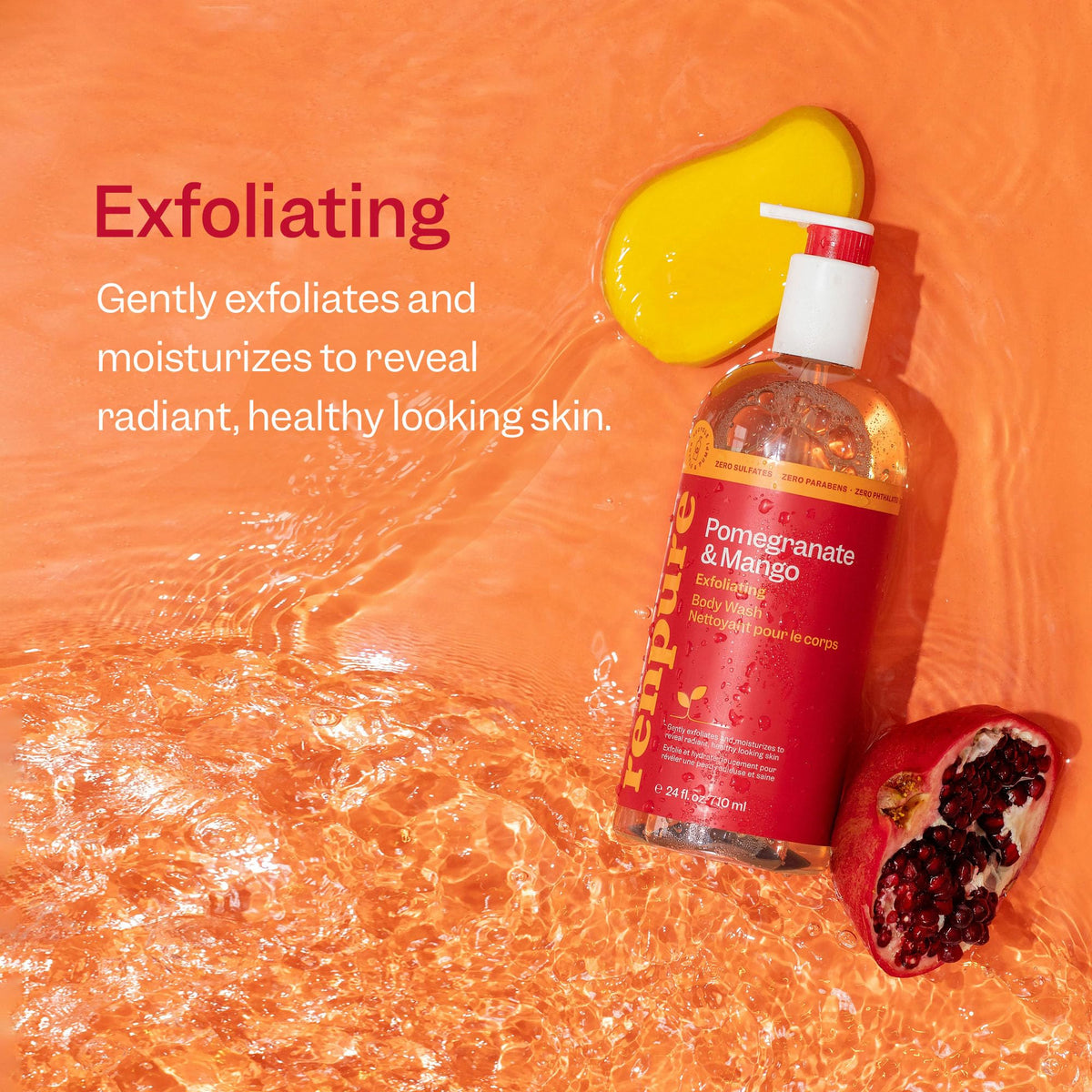 Back view of RENPURE Pomegranate & Mango Exfoliating Body Wash